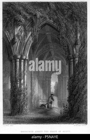 N/A. Dryburgh Abbey - la tomba di Scott, incisione da William Miller dopo J una campana, pubblicato nella Art-Union: mensile ufficiale delle belle arti e arti decorative, ornamentali e. Volume 9. Palmer e Clayton, London, 1847 . 1847. William Miller (1796-1882) nomi alternativi William Frederick I Miller; William Frederick, ho Miller Descrizione incisore scozzese Data di nascita e morte 28 Maggio 1796 20 gennaio 1882 Luogo di nascita e morte Edimburgo Sheffield competente controllo : Q2580014 VIAF:75215312 ISNI:0000 0000 6708 7623 ULAN:500003200 LCCN:N82240733 Oxford dict.:18745 WorldCa Foto Stock