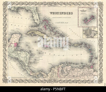 1855 Colton Mappa di West Indies - Geographicus - WestIndies-colton-1855. Foto Stock