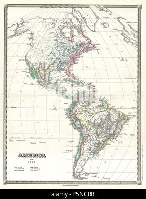 1855 Spruner mappa delle Americhe fino al 1776 - Geographicus - AmericaBis1776-spruner-1855. Foto Stock