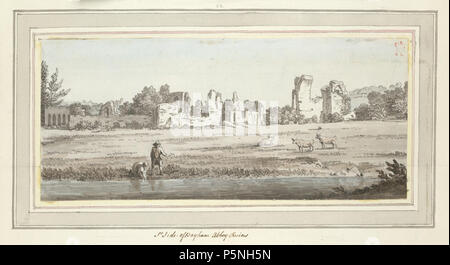 Inglese: Bayham Abbey f. 13 (n. 22) . vista delle rovine di Bayham Abbey vicino a Lamberhurst nel Kent N/A 179 Bayham Abbey f. 13 (n. 22) da Samuel Hieronymus Grimm 1773 Foto Stock