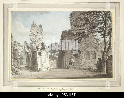 Inglese: Bayham Abbey f. 13 (n. 23) . vista della cappella sul lato sud delle rovine di Bayham Abbey, vicino a Lamberhurst, Kent N/A 179 Bayham Abbey f. 13 (n. 23) da Samuel Hieronymus Grimm 1773 Foto Stock