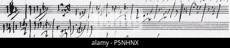 N/A. Deutsch: Ausschnitt aus Skizzenbuch Beethovens Landsberg 10, Seite 149: Erstfassung einer Melodie, die in der Bagatelle WoO 59 (Für Elise) Verwendung fand. 1808. Ludwig van Beethoven (1770-1827) nomi alternativi Beethoven Descrizione del compositore tedesco e il pianista era una figura fondamentale nella transizione tra il classico e romantico epoche in arte occidentale la musica. Beethoven rimane uno dei più famosi e influenti di tutti i compositori. Il suo miglior note composizioni includono 9 sinfonie, 5 Piano Concertos 1 concerto per violino, 32 sonate per pianoforte, 16 quartetti per archi, la sua grande massa th Foto Stock