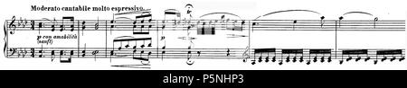 N/A. Deutsch: Ludwig van Beethoven, Klaviersonate No. 31 in As-Dur,, op. 110 (1821), Anfang des ersten Satzes inglese: Ludwig van Beethoven Piano Sonata No. 31 in la bemolle maggiore, Op. 110 (1821), all'inizio del primo movimento . 1821. Ludwig van Beethoven (1770-1827) nomi alternativi Beethoven Descrizione del compositore tedesco e il pianista era una figura fondamentale nella transizione tra il classico e romantico epoche in arte occidentale la musica. Beethoven rimane uno dei più famosi e influenti di tutti i compositori. Il suo miglior note composizioni includono 9 sinfonie, 5 Piano Concertos 1, VIOI Foto Stock