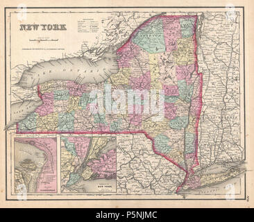 1857 Colton mappa di New York - Geographicus - NewYork-colton-1857. Foto Stock
