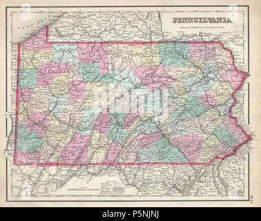 1857 Colton Mappa della Pennsylvania - Geographicus - Pennsylvania-colton-1857. Foto Stock