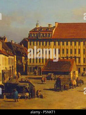 193 Bernardo Bellotto (Canaletto), Ansicht auf das Haus "Die Goldene Sonne" am Neustädter Markt 5 in Dresden Foto Stock