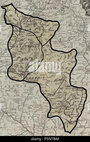 N/A. : . V VII (1745). . Inglese: Belgorod Governatorato mappa. Compilato da mappa V&VII di Atlas dell'impero russo (1745). Confini del Governatorato e province interne delineato. 1745. lavoro derivato: trascendono (RUS) (PARLA) 184 Belgorod Governatorato 1745 Foto Stock