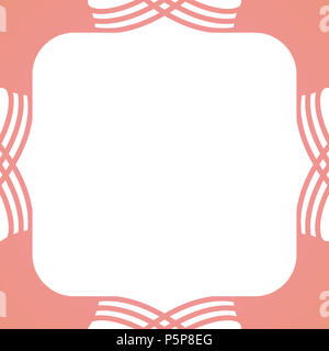 Telaio Vintage con bordo rosa su sfondo bianco Foto Stock