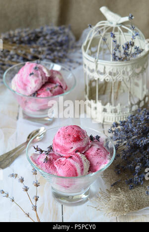 Lavanda e Ribes Gelateria su sfondo bianco Foto Stock