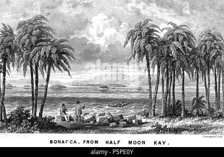 N/A. Inglese: stampa da c. 1842 mostra una vista di Bonacca Isola, meglio conosciuto oggi come Guanaja Island, una delle isole della baia (Honduras). È comparso in Thomas Young libro sui suoi viaggi per la costa di zanzara, Trujillo, Roatan e Bonacca nel 1839, 1840 e 1841. 1842. Standidge & Co., c. 1842 220 Bonacca AKA Guanaja 1842 Foto Stock