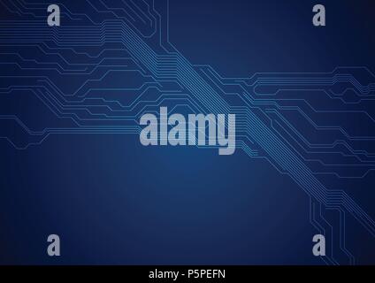 Blu scuro avveniristico circuito digitale la tecnologia della scheda Sfondo. Vector Graphic design Illustrazione Vettoriale