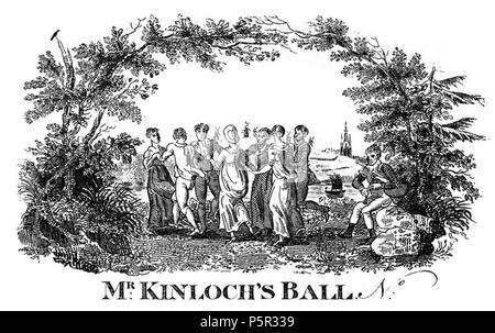 N/A. Inglese: una incisione per un biglietto a sfera, da Robert Bewick da un disegno di Thomas Bewick. Il Piper, seduto, è Robert stesso. 29 settembre 2011. Thomas Bewick (1753-1828) e Robert Bewick 196 BewickRobertKinloch'ssfera Foto Stock