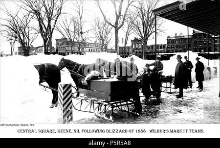 N/A. Titolo Blizzard di marzo 1888 - Wilbur il team di mercato creatore francese, J.A., Keene NH oggetto Blizzards - NH - Keene neve - NH - Keene carrelli & allenatori descrizione Wilbur Mercato del team 'fotografato durante la settimana seguente il gran tempesta di Marzo 13, 1888. Molti dei punti di vista sono stati realizzati prima della pala o aratro aveva turbato le derive e altri dopo le strade e le passeggiate era stata aperta.' fare riferimento alla legenda editore Keene Biblioteca pubblica e la Società Storica della Contea di Cheshire data digitale data 20100412 188803 originale tipo di risorsa fotografie di immagine in formato jpg/RESOURCE IDENTIFIE Foto Stock