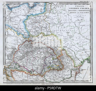 1862 Stieler Mappa di Polonia e Ungheria - Geographicus - Polen-perthes-1862. Foto Stock