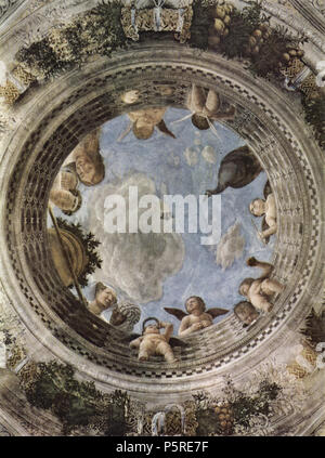Gli affreschi della Camera degli Sposi; scena: affresco della volta dettaglio 1473. N/A 264 Fotocamera picta, soffitto Foto Stock