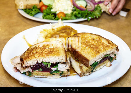 Stuart Florida, TooJay's Gourmet Deli, ristorante, ristoranti, cibo, caffè, interno, piatto, sandwich di tacchino, salsa di mirtilli, cibo, pranzo, Florida Foto Stock