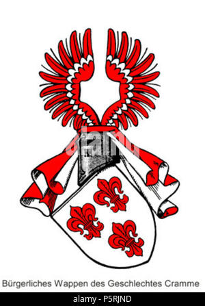 N/A. Deutsch: Buergerliches Wappen der Familie Cramme . 1379. Urheber des Wappens ist ein Vorfahre 248 Buerger-Wappen-Cramm Foto Stock