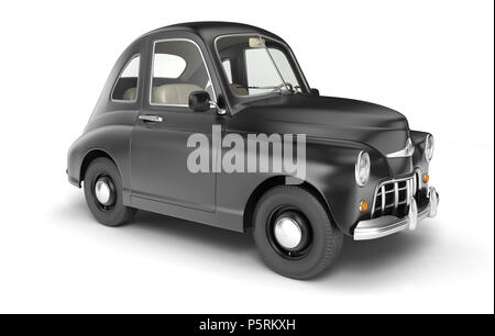 Nero auto cartoon isolato su bianco. 3D illustrazione Foto Stock