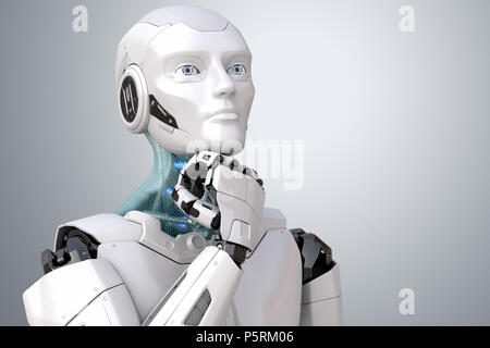 Dreaming robot. Percorso di clipping incluso. 3D illustrazione Foto Stock