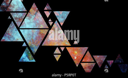 Abstract galaxy sfondo geometrico con triangoli su sfondo nero. Gli elementi di questa immagine fornita dalla NASA. Foto Stock