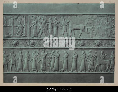 N/A. Inglese: Cattura di Astamaku su Balawat gates - che si trova nei pressi Al-Mastumah. Rif. Le decorazioni in bronzo del palazzo porte di Balawat (Shalmaneser II, B.C. 859-825) modificato con una introduzione di Samuel Birch ; con le descrizioni e le traduzioni di Teofilo G. pizzicature. 14 gennaio 2014, 09:19:42. NYPL.org 269 cattura di Astamaku su cancelli Balawat Foto Stock