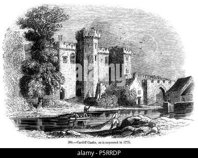 N/A. Il Castello di Cardiff, Cardiff, Galles . 1775. Charles Knight (1791 - 1873) 270 il Castello di Cardiff nel 1775 Foto Stock