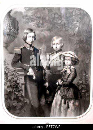 N/A. Inglese: Le Duc de Brabant, Le Comte de Flandre e La Princesse Charlotte, figli del primo Belga, Re Leopoldo il primo (1790-1865) e di Maria Luisa d'Orleans (1812-1850), figlia di Louis-Philippe, re di Francia. Il duca del Brabante è il futuro Leopoldo la seconda (1835 - 1909), il suo fratello il principe Philippe, Conte de Flandre (1837-1905) e sua sorella la Principessa Charlotte (1840-1927), la futura Imperatrice del Messico. 1841. Charles Baugniet (1814-1886) Descrizione pittore belga, disegnatore litografo ed incisore Data di nascita e morte 27 Febbraio 1814 5 luglio 1886 Foto Stock