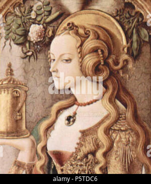 Maria Maddalena, dettaglio circa 1480-1487. N/A 274 Carlo Crivelli 059 dettaglio Foto Stock