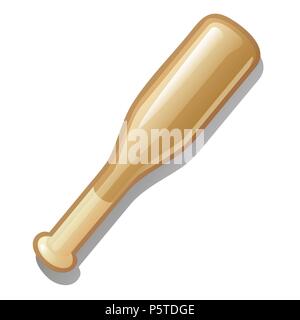 Sola mazza da baseball isolati su sfondo bianco. Vector cartoon close-up illustrazione. Illustrazione Vettoriale