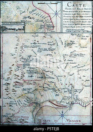 N/A. Inglese: Mappa della Louisiana da Bernard de la Harpe Français : Carte nouvelle de la partie de l'Ouest de la Provincia de La Louisiane sur les osservazioni et decouvertes du Sieur Jean-Baptiste Bénard de la Harpe . 1724. Jean-Baptiste Bénard de la Harpe 279 Carte Louisiane Benard de la Harpe 1724 Foto Stock