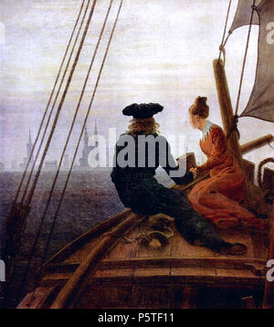 Deutsch: auf dem Segler, dettaglio inglese: sulla vela-nave Français : Sur onu voilier (détail) 1818. N/A 280 Caspar David Friedrich 004 Foto Stock