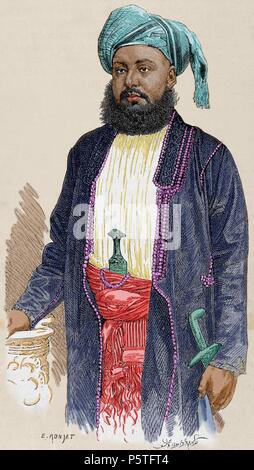 Bargash bin Said (1837-1888). Il Sultano di Zanzibar. Incisione del mondo illustrato, 1883. Colorati. Foto Stock