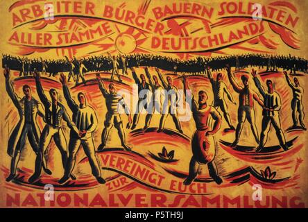 Poster per l Assemblea Nazionale delle elezioni. Il 19 gennaio 1919. I lavoratori, i cittadini, gli agricoltori di soldati di origine tedesca, unite nell'Assemblea nazionale! Germania. Foto Stock