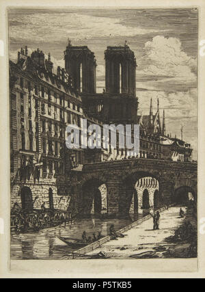 Il Petit Pont, Paris 1850 e versioni successive. N/A 328 Charles Meryon, il Petit Pont, Parigi Foto Stock
