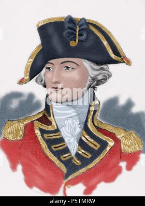 John Burgoyne (1722-1792). Generale Inglese e drammaturgo. Incisione della Rivoluzione Americana. Colorati. Foto Stock