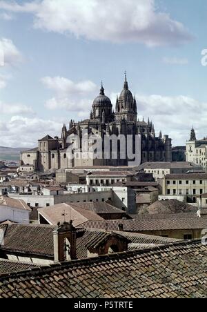 Esterno sobre los TEJADOS DE LA CIUDAD. Posizione: Catedral Nueva, Spagna. Foto Stock