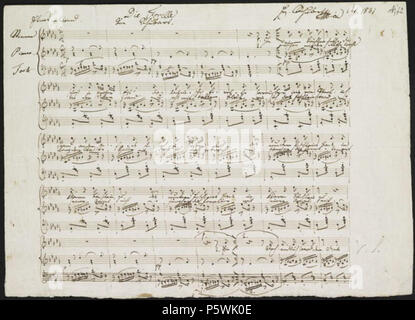N/A. Inglese: scritto a mano copia del 'Die Forelle' di Franz Schubert, pubblicato nel 1817 . 4 marzo 2013, 19:41:33. Franz Schubert (1797-1828) nomi alternativi Franz Peter Schubert Descrizione Il compositore austriaco Data di nascita e morte 31 Gennaio 1797 19 Novembre 1828 Luogo di nascita e morte Vienna IX. (Alsergrund), Impero Austriaco Vienna periodo di lavoro di classicismo e romanticismo posizione Lavoro Vienna, Želiezovce competente controllo : Q7312 VIAF:29719275 ISNI:0000 0001 2095 8492 LCCN:N50000561 NLA:36175891 MusicBrainz:f91E3A88-24ee-4563-8963-fab73D2765ed WorldCat 452 Die Forelle Foto Stock
