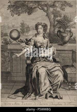 471 disegno di Marie Anne Victoire de Bavière, nuora di Luigi XIV e Delfina di Francia Foto Stock