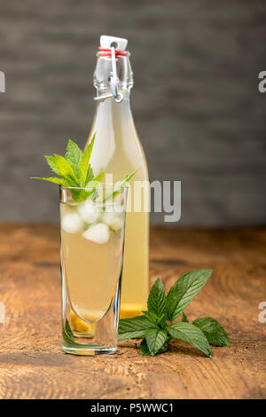 In casa la limonata allo zenzero con foglie di menta Foto Stock