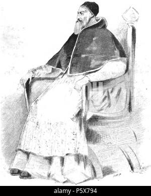 N/A. Inglese: Costume Design by Paolo Lormier per Jacques-Émile Serda come il Papa o il Cardinale nella produzione originale dell'opera Benvenuto Cellini di Berlioz. circa 1838. Paul Lormier (1813-1895), costumista 383 Costume Design per Serda come il cardinale in Benvenuto Cellini di Berlioz - Julien 1888 p113 Foto Stock