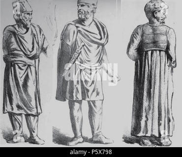 N/A. Inglese: daci e i loro costumi come appaiono sulla Colonna di Traiano (ca. 116 AD) . 1976. George Grigore Tocilescu (b.26 Ottobre 1850 - d.18 settembre 1909) 383 Costume di Daci pre-Dacia romana Foto Stock