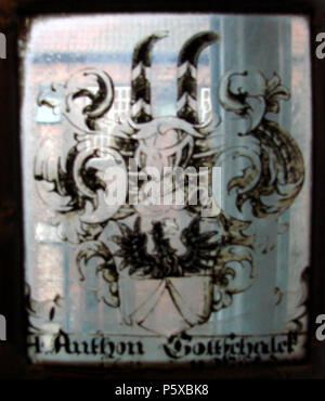 N/A. Inglese: Vetrata con stemma di amrs Anthon Gottschalk von Wickede (*1657, † 1704), oggi in San-Annen-Museum, Lubecca . prima di 1704. Sconosciuto 359 CoAWickedeAG Foto Stock