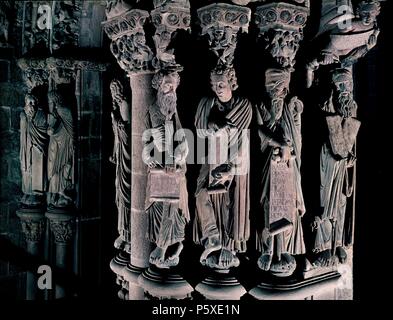 DETALLE DEL PILAR DE LOS PROFETAS DEL PORTICO DE LA GLORIA - SIGLO XII - ROMANICO ESPAÑOL. Autore: Maestro Mateo (c. 1150-c. 1200). Posizione: CATEDRAL-interno, SANTIAGO DE COMPOSTELA, A CORUÑA, Spagna. Foto Stock