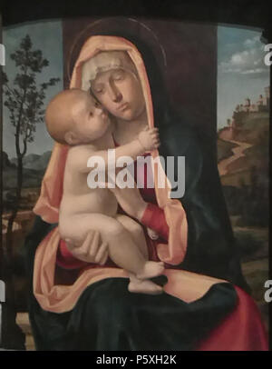 N/A. Inglese: Madonna col Bambino dipinta da Cima da Conegliano, fine del XV secolo, mostrato al museo Jacquemart-André, Parigi. Français : Vierge à l'enfant, vernice par di Cima da Conegliano, fin du 15e siècle, exposé au Musée Jacquemart-André, à Paris. 24 febbraio 2013, 16:26:07. Rene1596 374 ConeglianoMadonnaJacquemartAndre Foto Stock