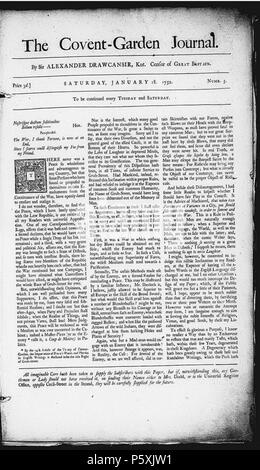 N/A. Inglese: Titolo pagina dal quinto numero di Henry Fielding's Journal, la Covent-Garden ufficiale . 1752. Henry Fielding (1707-1754) 387 CoventGardenJournal18gennaio1752 Foto Stock