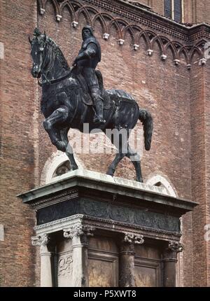 MONUMENTO ECUESTRE DEL GENERALE VENECIANO Bartolomeo Colleoni - SIGLO XV. Autore: Andrea del Verrocchio (1435-1488). Posizione: esterno, Italia. Foto Stock