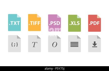 Set di formati di file dei documenti Illustrazione Vettoriale