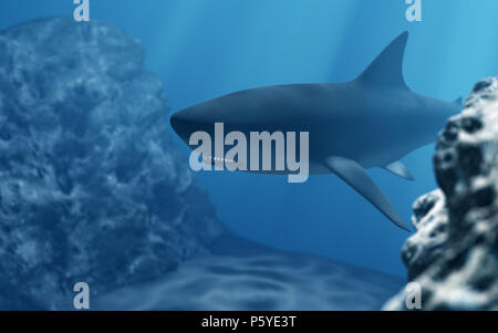 3D Shark immersioni in mare profondo Foto Stock