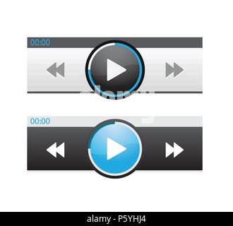 Set di UX audio e video media player templates Illustrazione Vettoriale