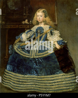 Ritratto di otto-anno-vecchio Infanta Margarita Teresa in un vestito blu (1659) da Diego Velázquez Foto Stock